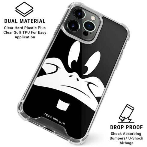 Looney Tunes Daffy Duck Plain Black and White iPhone 16 Pro Clear Case